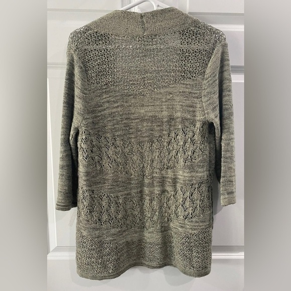 Keren Hart Loose Knit Cardigan Sweater Semi Sheer 3/4 Sleeve Women's Size S - Picture 2 of 7